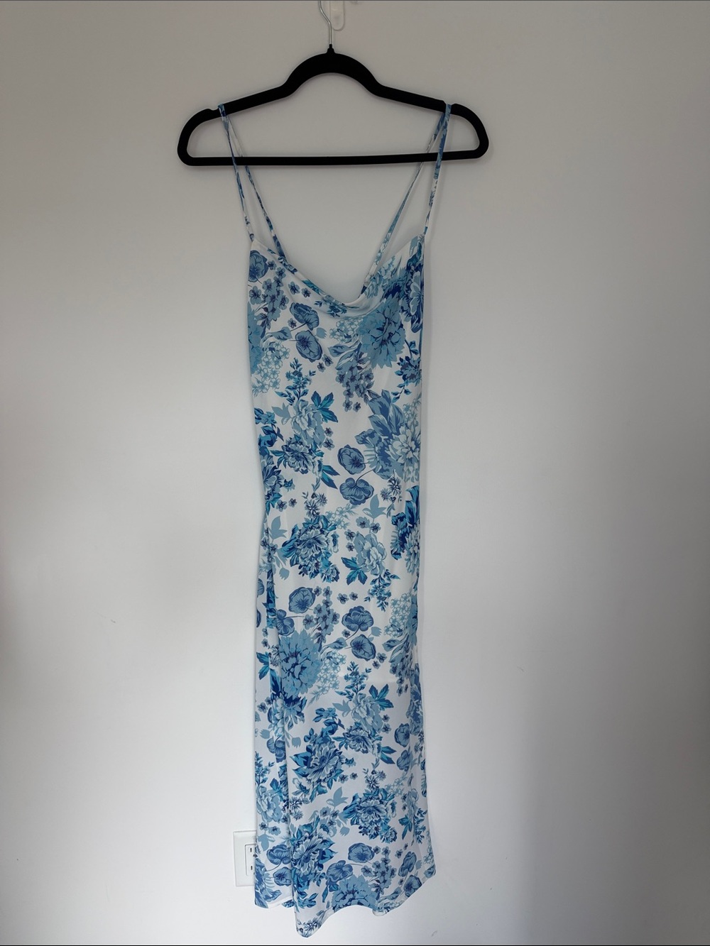 Petal & Pup Blue Floral Slip Dress with Cowl Neck